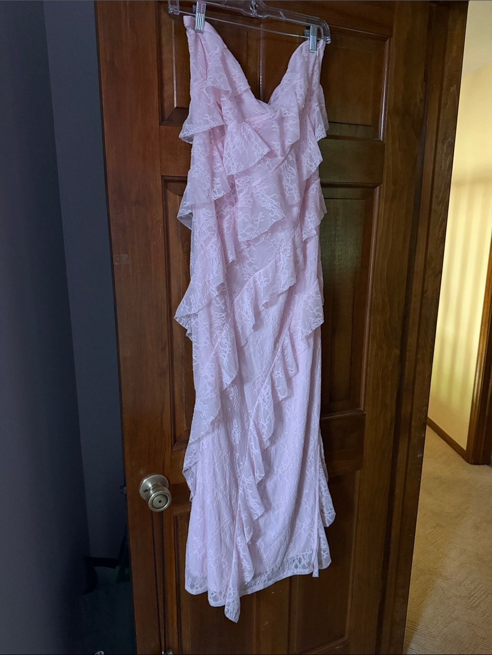 wild fable Light Pink Strapless Ruffle Lace Dress